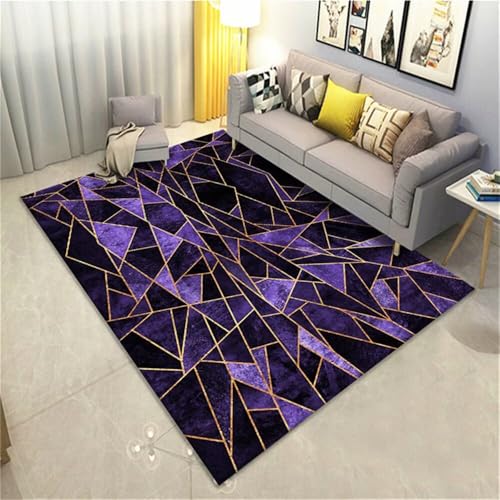 RUGMRZ Terrassendeko Teppich Balkon Lila geometrisches Design Moderne Anti-Rutsch Hell Terassenteppich 120X180CM von RUGMRZ
