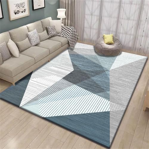 RUGMRZ Vorzimmer Teppich 200X300Cm Outdoorteppich 27 Blau Einfaches Wohnzimmer Heim Schlafzimmer Geometrie Maschinenwaschbar Weiß Küche Läufer XXL von RUGMRZ