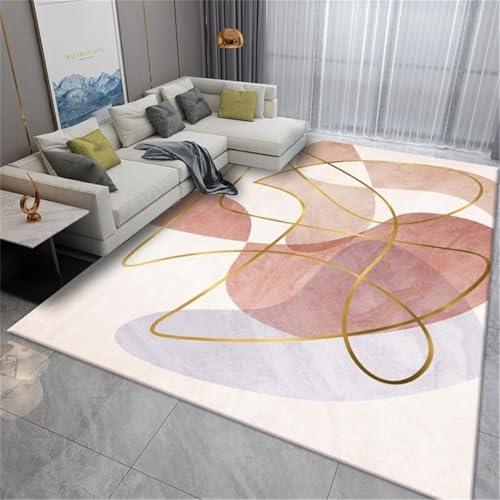 RUGMRZ Waschbar In Waschmaschine Büro Teppich Rosa Beige 140x200cm, Weich Abstraktes Streifenmuster für Wohnzimmer Mädchenzimmer RUGMRZ Waschbar In Waschmaschine Büro Teppich Rosa Beige 140x200cm, Weich Abstraktes Streifenmuster für Wohnzimmer Mädchenzimmer von RUGMRZ