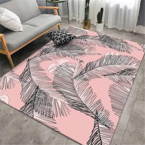 RUGMRZ Waschbar In Waschmaschine Flur Teppich rosa schwarz 60x90cm, Kuschelig Weich Floor Mat Pflanzenblattmuster für Wohnzimmer Erwachsenenzimmer RUGMRZ Waschbar In Waschmaschine Flur Teppich rosa schwarz 60x90cm, Kuschelig Weich Floor Mat Pflanzenblattmuster für Wohnzimmer Erwachsenenzimmer von RUGMRZ