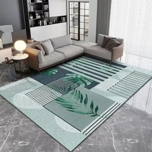 RUGMRZ Waschbar In Waschmaschine Flurteppich,rutschfest Moderne Geometrie für Mädchenzimmer,Kinderzimmer Mädchen,Terassenaussen Blau160x230cm von RUGMRZ