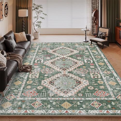 RUGMRZ Waschbar In Waschmaschine Fußmatte Innen Vert 140x200CM, Flore rétro for Küchen Schreibtischstuhl Dekoration Wohnung von RUGMRZ