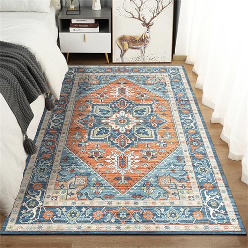 RUGMRZ Waschbar In Waschmaschine Fußmatten Innen Bleu/Orange 60x90CM, Fußmatte Flore rétro for Kinderzimmer Kinder Mädchen Wohnzimmer RUGMRZ Waschbar In Waschmaschine Fußmatten Innen Bleu/Orange 60x90CM, Fußmatte Flore rétro for Kinderzimmer Kinder Mädchen Wohnzimmer von RUGMRZ