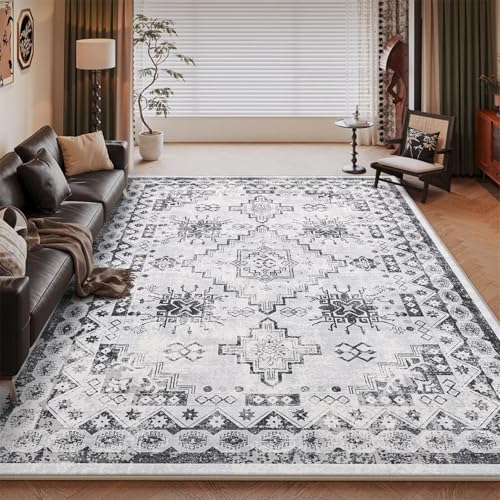 RUGMRZ Waschbar In Waschmaschine Fußmatten Innen Gris 140x200CM, Flore rétro for Kinderzimmer Junge Ankleidezimmer Flurmöbel von RUGMRZ