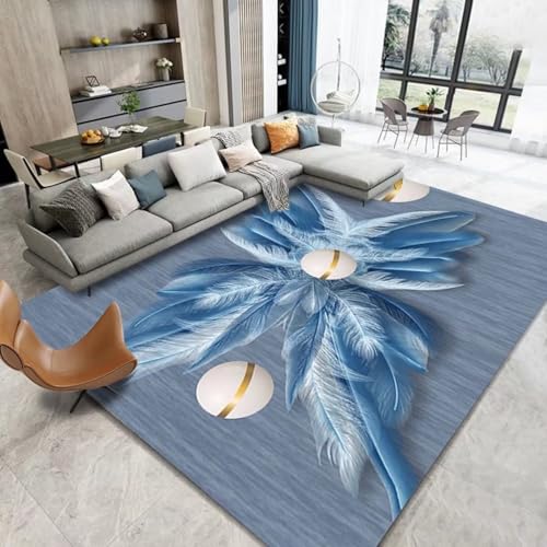RUGMRZ Waschbar In Waschmaschine Gameing Room Deko Teppiche,Kurzflor Großer Modernes Rechteck für Jugendzimmer Mädchen,Bürostuhl,Schreibtisch Blau180x250cm von RUGMRZ