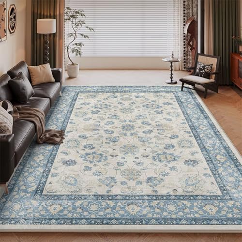 RUGMRZ Waschbar In Waschmaschine Teppich Esstisch Bleu 60x90CM, Innen Flore rétro for Deko Schlafzimmer Aesthetic Kinder Mädchen Lesesessel RUGMRZ Waschbar In Waschmaschine Teppich Esstisch Bleu 60x90CM, Innen Flore rétro for Deko Schlafzimmer Aesthetic Kinder Mädchen Lesesessel von RUGMRZ