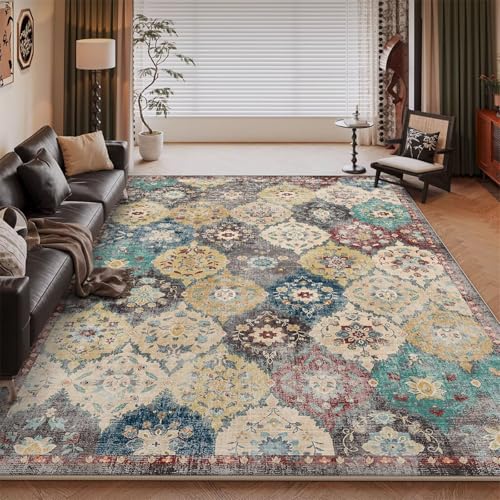 RUGMRZ Waschbar In Waschmaschine Teppich Esstisch Couleur 60x90CM, Eingang Floral rétro for Wohnung Mädchenzimmer Orientalische Deko von RUGMRZ