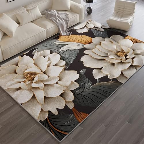 RUGMRZ Waschbar In Waschmaschine Teppich Flach Gris-Noir 60x90CM, Innen Flore Moderne for Bettumrandung Bürostuhl Schlafzimmer Zubehör von RUGMRZ
