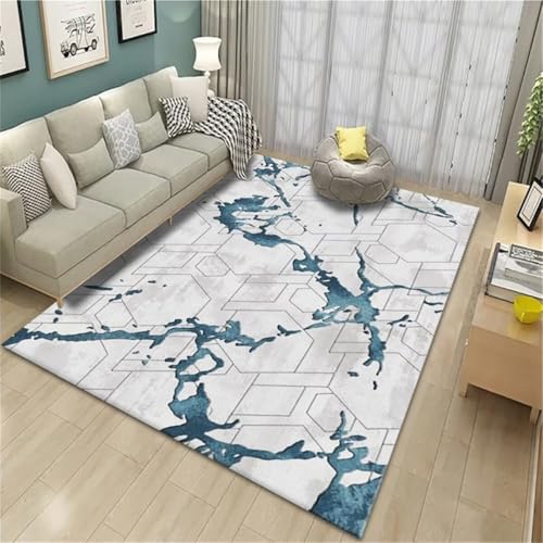 RUGMRZ Waschbar In Waschmaschine Teppich Fussbodenheizung Geeignet grau blau 140x200cm, Vintage Abstrakte geometrische Muster Werden in Wohn- und Jugendzimmern verwendet RUGMRZ Waschbar In Waschmaschine Teppich Fussbodenheizung Geeignet grau blau 140x200cm, Vintage Abstrakte geometrische Muster Werden in Wohn- und Jugendzimmern verwendet von RUGMRZ