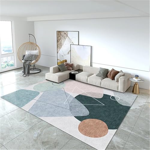 RUGMRZ Waschbar In Waschmaschine Teppich Kuschelig Grün, blau, grau 60x90cm, Kuschelig Weich Fußmatte Modernes minimalistisches Design für Wohnzimmer Home Office von RUGMRZ