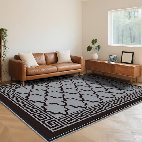 RUGMRZ Waschbar In Waschmaschine Teppich Läufer Flur 90X190cm,Kuschelig Weich Einfache Geometrie Graufür Schlafzimmer,Esstisch,Balkon von RUGMRZ