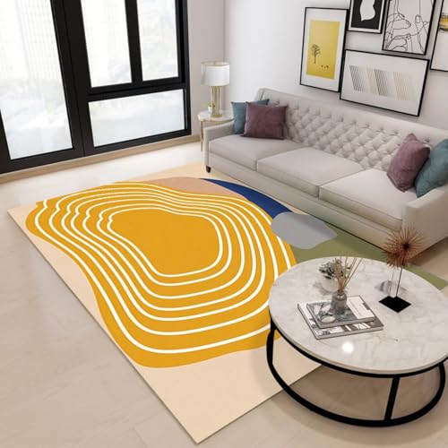 RUGMRZ Waschbar In Waschmaschine Teppich Mädchenzimmer,rutschfest Gross Modernes Rechteck für Tatami,Wohn,Kinderzimmer Gelb200x250cm von RUGMRZ