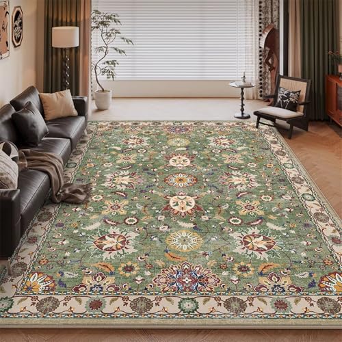RUGMRZ Waschbar In Waschmaschine Teppich Nach Maß Vert 60x90CM, Fusmatte Flore Moderne for Kinderzimmer Junge Bürostuhl Couch von RUGMRZ