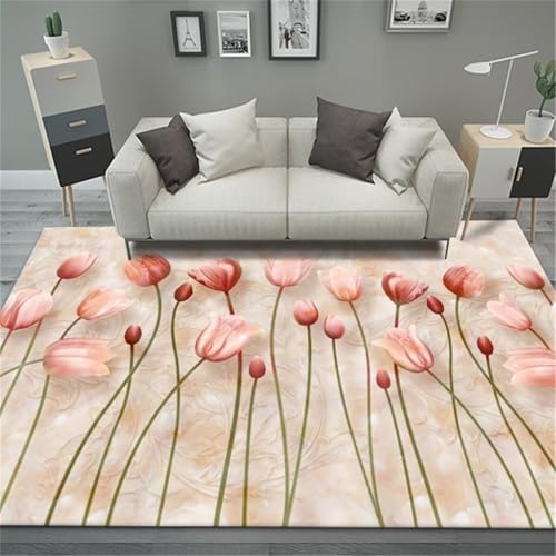 RUGMRZ Waschbar In Waschmaschine Teppich Pflegeleicht Rosa 60x90cm, Nach Maß Eingangsbereich Dreidimensionales Blumenmuster für Wohnzimmer Kinderzimmer RUGMRZ Waschbar In Waschmaschine Teppich Pflegeleicht Rosa 60x90cm, Nach Maß Eingangsbereich Dreidimensionales Blumenmuster für Wohnzimmer Kinderzimmer von RUGMRZ