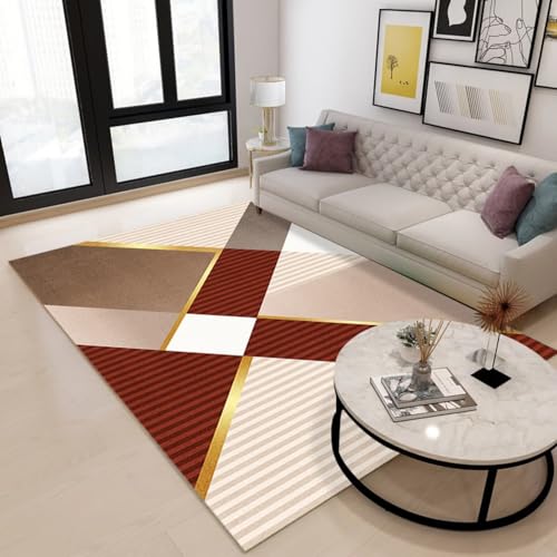 RUGMRZ Waschbar In Waschmaschine Teppich Schreibtischstuhl Geeignet,Weich Moderne Geometrie für Kinderzimmer Jungen,Kinderzimmere Mädchen,Esstisch Rosa120x160cm von RUGMRZ