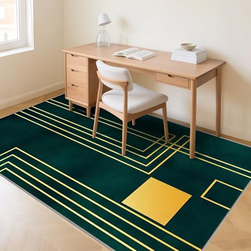 RUGMRZ Waschbar In Waschmaschine Teppich Wohnzimmer Grün 90x190cm,Geometrisches Design Kuschelig Weich für Schlafzimmer,Esszimmer,Flur RUGMRZ Waschbar In Waschmaschine Teppich Wohnzimmer Grün 90x190cm,Geometrisches Design Kuschelig Weich für Schlafzimmer,Esszimmer,Flur von RUGMRZ