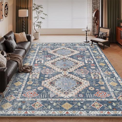 RUGMRZ Waschbar In Waschmaschine Teppiche Gegend Bleu 60x90CM, Fusmatteninnen Floral rétro for Babyzimmer Glastisch Couch von RUGMRZ