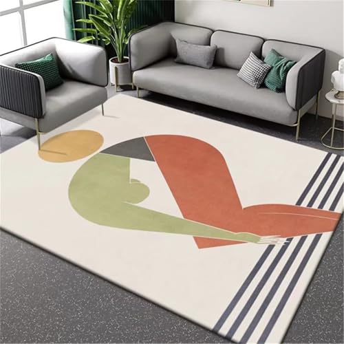 RUGMRZ Waschbar In Waschmaschine Teppichläufer Schlafzimmer Beige 60x90cm, Flach Innen Modernes minimalistisches Muster für Wohnzimmer Schlafzimmer Nachttisch von RUGMRZ