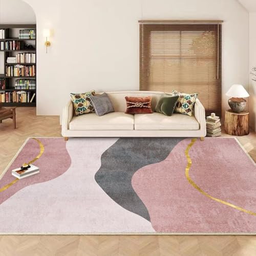 RUGMRZ Waschbar In Waschmaschine Vorraum Teppich,Rutschfester Modernes Rechteck für Kinderzimmere Mädchen,Wohnung,Mädchenzimmer Rosa120x160cm von RUGMRZ