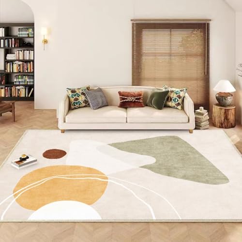 RUGMRZ Waschbar In Waschmaschine Wohnzimmer Teppiche,Weich Fußmatten Modernes Rechteck für Balkon,Wohnung,Schreibtischstuhl Weiß40x60cm von RUGMRZ