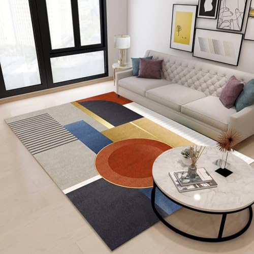 RUGMRZ Waschbar In Waschmaschine Wohnzimmerteppich,Weich Moderne Geometrie für Esstisch,Büro,Schreibtischstuhl Grau160x230cm von RUGMRZ