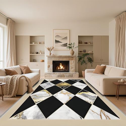 RUGMRZ Waschbar Schmutzfangmatte Schwarz 60x90cm,Geometrische Muster Antirutsch für Kinderzimmer,Wohnungs,Vorzimmer RUGMRZ Waschbar Schmutzfangmatte Schwarz 60x90cm,Geometrische Muster Antirutsch für Kinderzimmer,Wohnungs,Vorzimmer von RUGMRZ