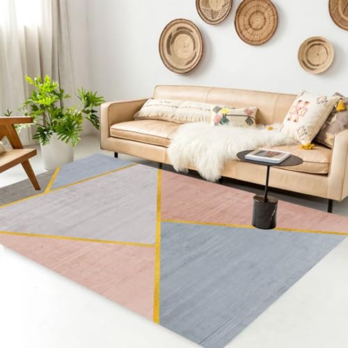RUGMRZ Waschbar Tappeto Salotto,Rutschfester Groß Moderne Geometrie für Teenager Mädchen Zimmer,Büro,Schreibtischstuhl Rosa180x250cm von RUGMRZ