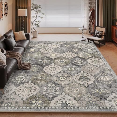 RUGMRZ Waschbar Teppich Aesthetic Gris 120x170CM, Floral rétro for Jugendzimmer Jungen Bürostuhl Büro RUGMRZ Waschbar Teppich Aesthetic Gris 120x170CM, Floral rétro for Jugendzimmer Jungen Bürostuhl Büro von RUGMRZ