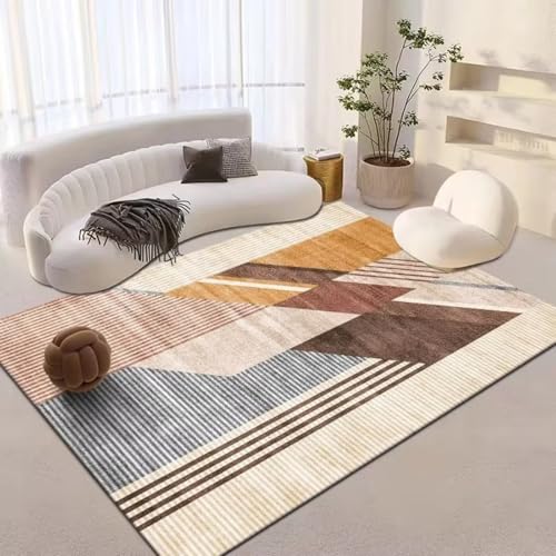 RUGMRZ Waschbar Teppich Bürostuhl Geeignet,rutschfest Moderne Geometrie für Schreibtischstuhl,Wohnzimmer,Schreibtisch Kaki100x200cm von RUGMRZ