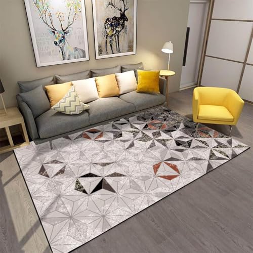 RUGMRZ Waschbar Teppich Pflegeleicht,Rutschfester Modernes Rechteck für Terassenaussen,Esstisch,Mädchen Kinderzimmer Grau160x200cm von RUGMRZ