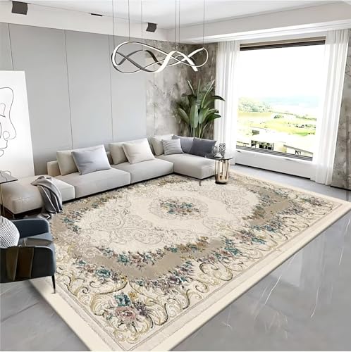 RUGMRZ Waschbar Teppich Waschbar 120x160cm,Beige,Moderne Kunst für Terrasse,Bettumrandung,Neben Bett von RUGMRZ