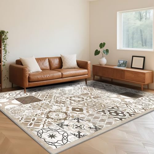 RUGMRZ Waschbar Teppich Wohnzimmer 120X180cm,Kurzflor,Weich Retro Nostalgie Beigefür Schlafzimmer,Esszimmer,Flur RUGMRZ Waschbar Teppich Wohnzimmer 120X180cm,Kurzflor,Weich Retro Nostalgie Beigefür Schlafzimmer,Esszimmer,Flur von RUGMRZ