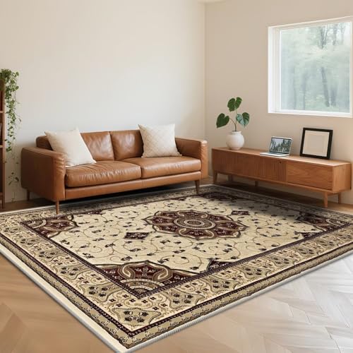 RUGMRZ Waschbar Teppich Wohnzimmer 160X250cm,Kuschelig Weich Klassische Blumen Braunfür Schlafzimmer,Esstisch,Wohnungs von RUGMRZ