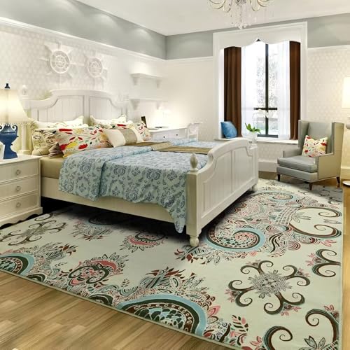 RUGMRZ Waschbar Teppich Wohnzimmer Groß Türkis 200x250cm,Blumenmuster Pflegeleicht,Weich für Kindermädchen,Esstisch,Esszimmer RUGMRZ Waschbar Teppich Wohnzimmer Groß Türkis 200x250cm,Blumenmuster Pflegeleicht,Weich für Kindermädchen,Esstisch,Esszimmer von RUGMRZ