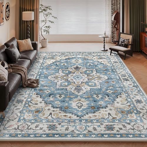 RUGMRZ Waschbar Teppich Wohnzimmer Vintage 120x180cm,Dunkelblau,Klassische Blumen für Unter Schreibtischstuhl,Kinderzimmere Mädchen,Neben Bett RUGMRZ Waschbar Teppich Wohnzimmer Vintage 120x180cm,Dunkelblau,Klassische Blumen für Unter Schreibtischstuhl,Kinderzimmere Mädchen,Neben Bett von RUGMRZ