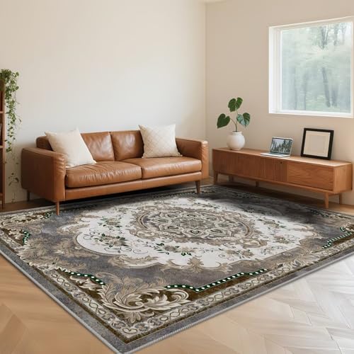 RUGMRZ Waschbar Teppich Wohnzimmer Vintage 140X200cm,Antirutsch Europäischer Klassiker Dunkelgraufür Schlafzimmer,Esstisch,Balkon RUGMRZ Waschbar Teppich Wohnzimmer Vintage 140X200cm,Antirutsch Europäischer Klassiker Dunkelgraufür Schlafzimmer,Esstisch,Balkon von RUGMRZ