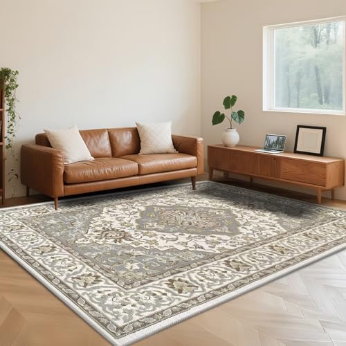 RUGMRZ Waschbar Wohnzimmer Teppich 180X250cm,Kuschelig Weich Geometrische Designs Hellgraufür Balkon,Kindermädchen,Flur von RUGMRZ