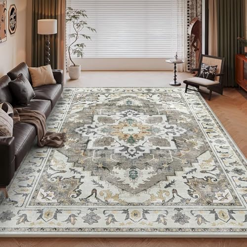 RUGMRZ Waschbar in Waschmaschine Teppich Kurzflor 100x160cm,Grau,Geometrisches Design für Unter Schreibtisch,Kinderzimmer Junge,Neben Couch von RUGMRZ