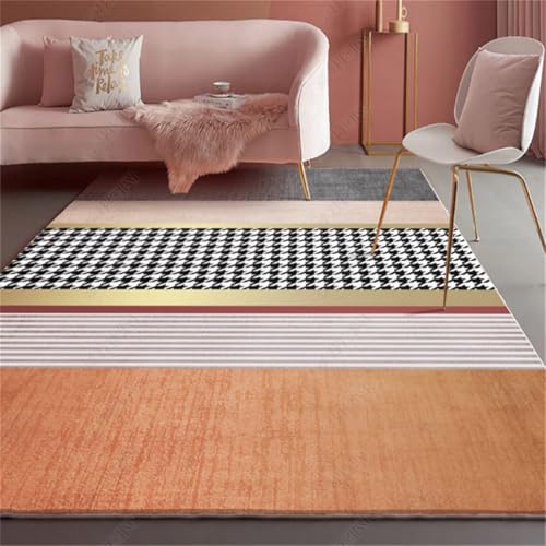 RUGMRZ Waschbare+Teppiche 180X180Cm Vorzimmer Teppich 15 Pink Moderne Minimalistische Schlafzimmer Zimmer Nachtseite Home Wohnzimmer Wash and Dry Esstisch von RUGMRZ