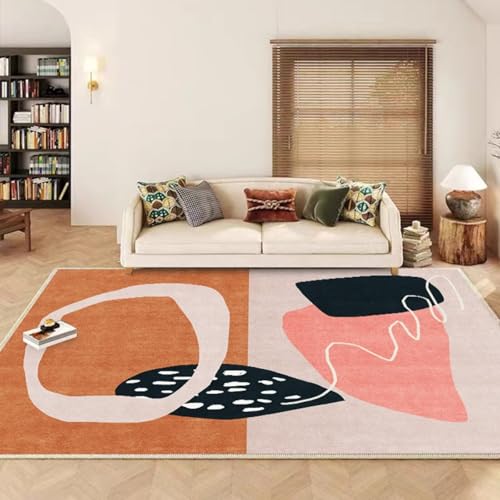 RUGMRZ Waschbare Bürostuhl Teppich,Rutschfester Moderne Geometrie für Teenager Mädchen Zimmer,Bürostuhl,Schreibtischstuhl Orange160x200cm von RUGMRZ