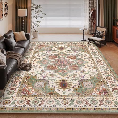 RUGMRZ Waschbare Teppich Büro Multicolore 160x200CM, Flore rétro for Teenager Mädchen Schreibtischstuhl Schlafzimmer Zubehör von RUGMRZ