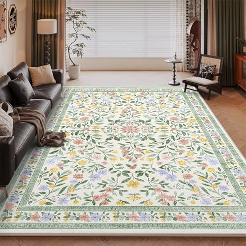 RUGMRZ Waschbare Teppich Büro Vert 60x120CM, Schmutzfangmatten Flore Moderne for Home Decor Terrasse Jugendzimmer Mädchen von RUGMRZ