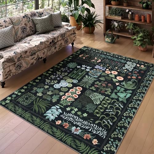 RUGMRZ Waschbare Teppich Jugendzimmer 120x180cm,Dunkelgrün,Blattmuster für Balkon,Couchtisch,Kinderzimmere Mädchen RUGMRZ Waschbare Teppich Jugendzimmer 120x180cm,Dunkelgrün,Blattmuster für Balkon,Couchtisch,Kinderzimmere Mädchen von RUGMRZ