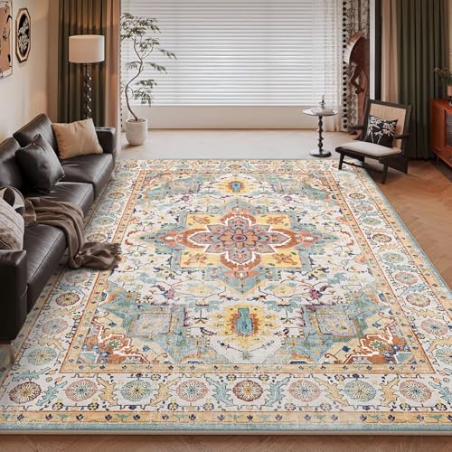 RUGMRZ Waschbare Teppich Muster 160x230cm,Blau,Klassische Blumen für Terrasse,Weltraum,Unter Schreibtisch von RUGMRZ