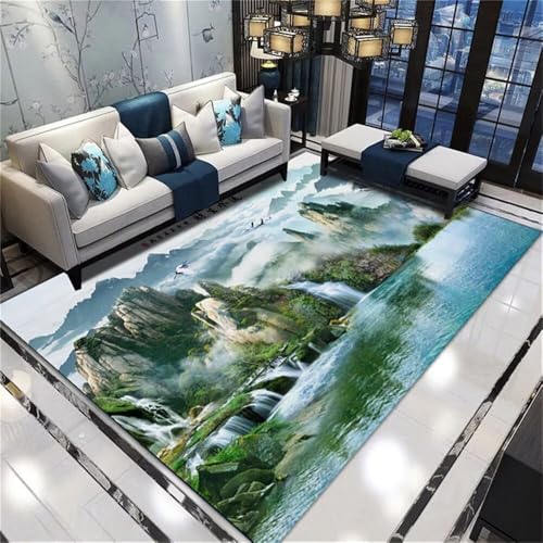 RUGMRZ Waschbare Teppich Muster Landschaftsmalerei Wohnzimmer großflächiger langlebig Für Bürostuhl Tepiche Schlafzimmer 100X200CM von RUGMRZ