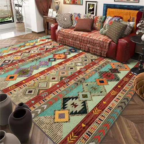 RUGMRZ Waschbare Teppich Schlafzimmer Couleur 160x200CM, Flore rétro for Couchtisch Balkon Kinderjungen von RUGMRZ