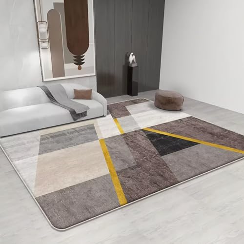 RUGMRZ Waschbare Teppichboden 120x160cm,Braun,Moderne Geometrie für Kindermädchen,Terrasse,Bettumrandung von RUGMRZ
