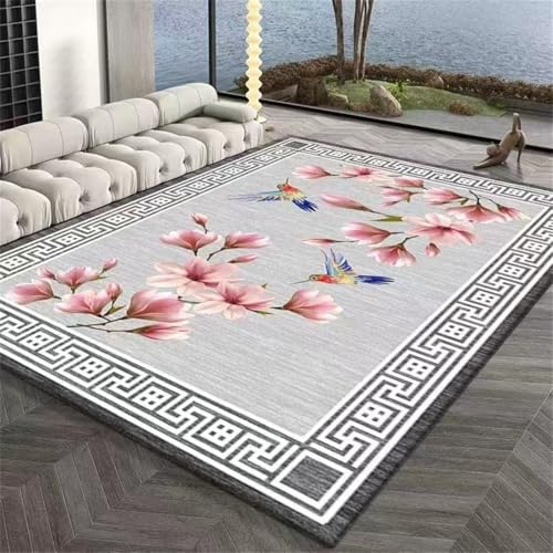 RUGMRZ Waschbare Teppiche 120X180Cm Area Rug 3 Grau Wohnzimmer Sofa, Schlafzimmer Nachttisch Anti Rutsch Rosa Waschbarer Teppich Küche XXL von RUGMRZ