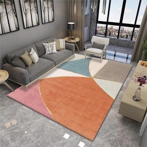 RUGMRZ Waschbare Teppiche 60x90CM flurteppich rutschfest Teppich unter esstisch orange Farbe Blauer waschbarer Teppich im modernen minimalistischen Design von RUGMRZ
