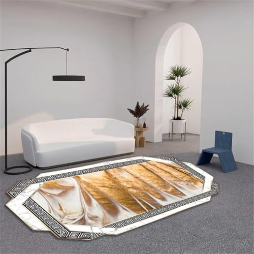 RUGMRZ Waschbare Teppiche In Waschmaschine 120X160Cm Outdoorteeppich 2 Gelb Teppich Mädchen Einfache Polygonale Gold Diamant Samt Wohnzimmer Anti Rutsch von RUGMRZ